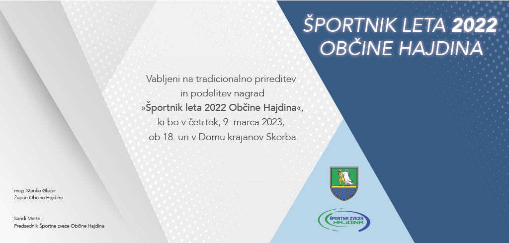 Sportnik leta 2022 Obcine Hajdina - vabilo1024_1